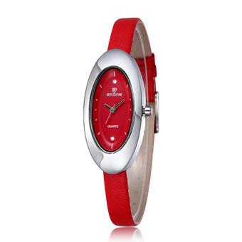 SKONE New fashion elegant goddess small oval dial genuine brand ladies watch-Red Silver Red (Intl)  