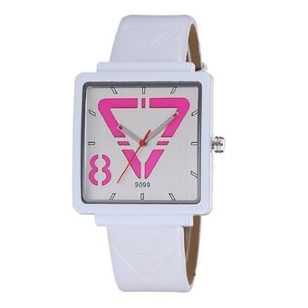 SKONE Woman Square Dial PU Leather Strap Casual Trendy Ladies Watch Quartz Analog white - Intl  