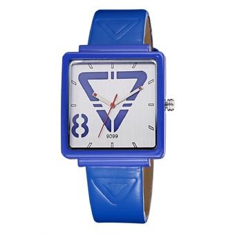 SKONE Woman Square Dial PU Leather Strap Casual Trendy Ladies Watch Quartz Analog Blue - Intl  