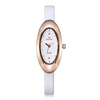 SKONE Women Business Fashion Watches Leather Strap White Gold White 506502  