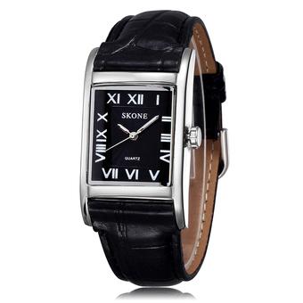 SKONE Women Casual Fashion Watches Leather Strap Black Black Silver Black 505802  