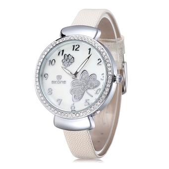 SKONE Women Casual Fashion Watches Leather Strap White Silver 506203  