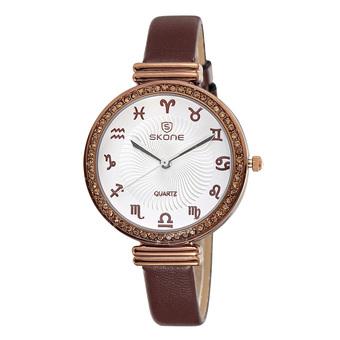 SKONE Women Casual Fashion Watches Leather Strap brown Gold 260403 - Intl  