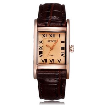 SKONE Women Casual Fashion Watches Leather Strap brown Gold brown 505806  