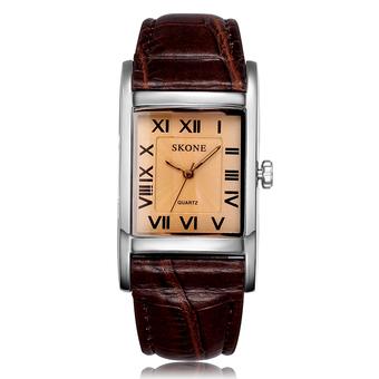 SKONE Women Casual Fashion Watches Leather Strap brown Silver brown 505805  