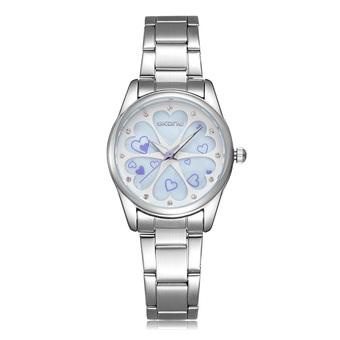 SKONE Women Casual Fashion Watches Steel Strip Silver Blue 504803  