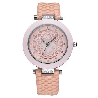 SKONE brand new fashion watch SNAKE BELT PU ceramic header Ladies Watch-Pink (Intl)  