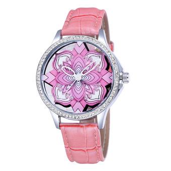 SKONE brand personality hollow three-dimensional flower type dial watch fashion ladies fashion watch-Pink (Intl)  