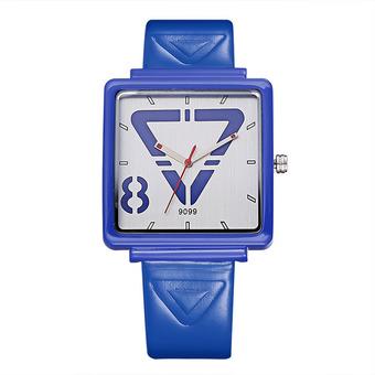 SKONE ladies watch fashion square meter geometric triangle literal character watches-Blue (Intl)  