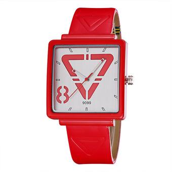 SKONE ladies watch fashion square meter geometric triangle literal character watches-Red (Intl)  