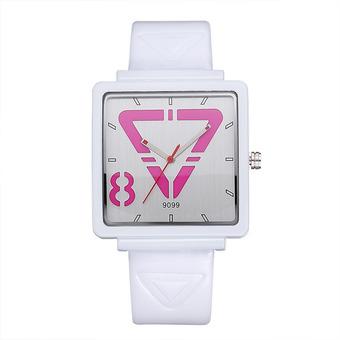 SKONE ladies watch fashion square meter geometric triangle literal character watches-White (Intl)  