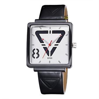 SKONE ladies watch fashion square meter geometric triangle literal character watches-Black (Intl)  