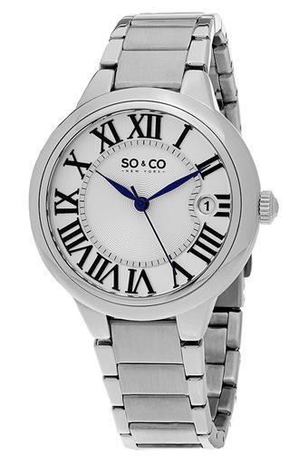 SO&CO New York Dress Jam Tangan Wanita - Silver - Strap Stainless Steel Brushed & Polished Link - 5052B.1  