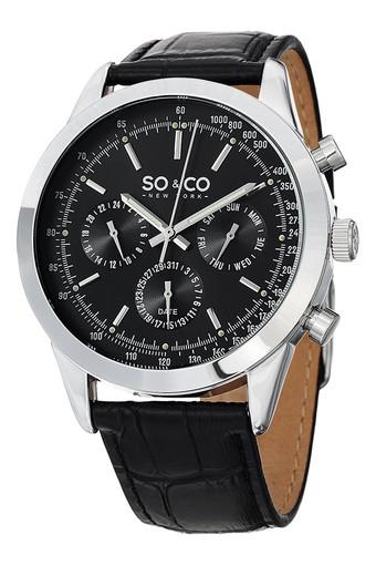 SO&CO New York Sport Jam Tangan Pria - Hitam - Strap Alligator Embossed Genuine Leather - 5006AL.2  