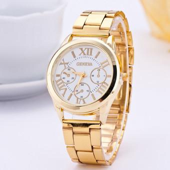 ST Hot Sale Fashion Women Stailess Steel Roman Numerals Wristwatch(gold) (Intl)  