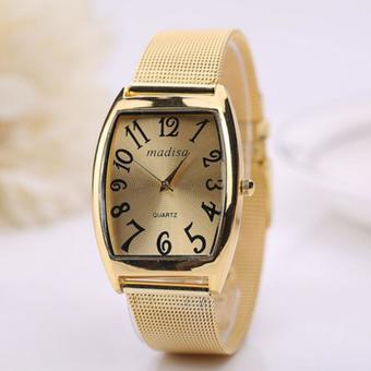 ST Hot Sale Stainless Steel Watches Clock Quartz wristwatch gold (Intl)  