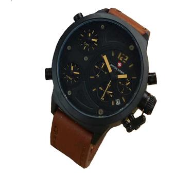 SWISS ARMY - JAM TANGAN PRIA - LEATHER STRAP SA 4170 TRIPLE TIME LB  