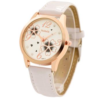 Sample Four Leaf Clover with diamond ladies Quartz Leather Watch(White) (Intl)  