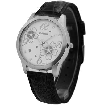 Sample Four Leaf Clover with diamond ladies Quartz Leather Watch(Black) (Intl)  