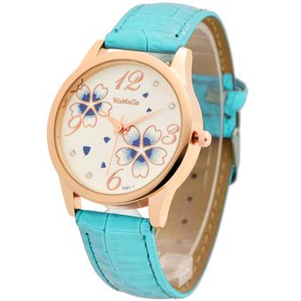 Sample Four Leaf Clover with diamond ladies Quartz Leather Watch(Green) (Intl)  