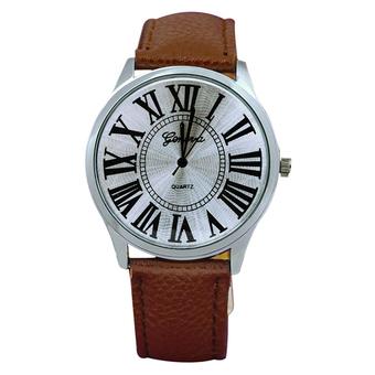 Sanwood Casual Roman Numerals Faux Leather Quartz Analog Watch Brown (Intl)  