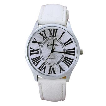 Sanwood Casual Roman Numerals Faux Leather Quartz Analog Watch White (Intl)  