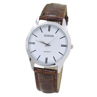 Sanwood Casual Women's Faux Leather Brown Strap White Dial Analog Quartz Wrist Watch  