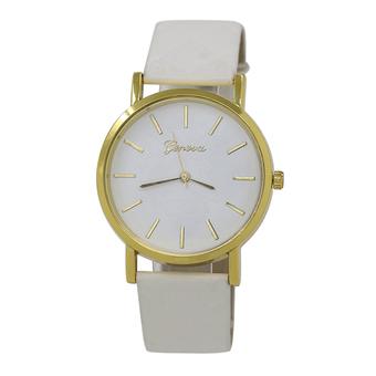 Sanwood Geneva Men's Women's Checkers Faux Leather Quartz Wrist Watch White  