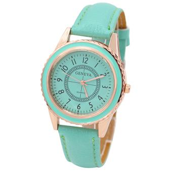 Sanwood Geneva Unisex Rose Gold Plated Faux Leather Quartz Wrist Watch Mint Green  