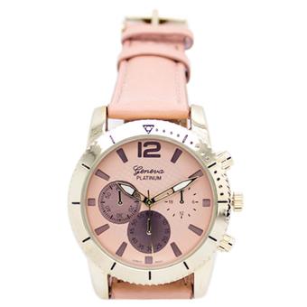 Sanwood Geneva Unisex Women's Men's Faux Leather Analog Quartz Wrist Watch Pink  