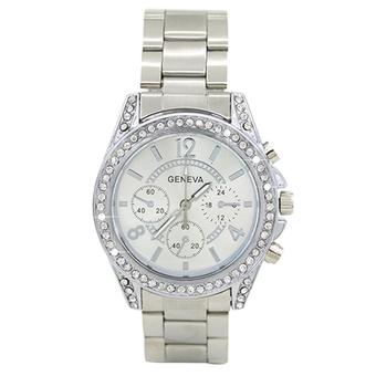 Sanwood Geneva Women's Crystal Stainless Steel Analog Quartz Wrist Watch Silver  