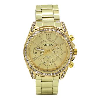 Sanwood Geneva Women's Crystal Stainless Steel Analog Quartz Wrist Watch Golden  