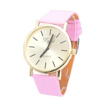 Sanwood Geneva Women's Men's Faux Leather Quartz Analog Wrist Watch Pink  