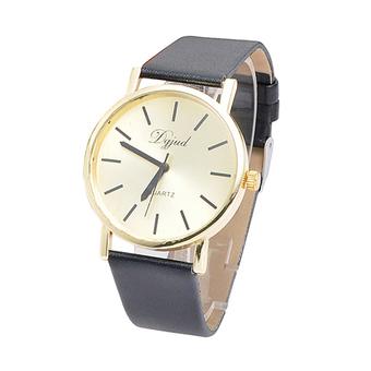 Sanwood Geneva Women's Men's Faux Leather Quartz Analog Wrist Watch Black  