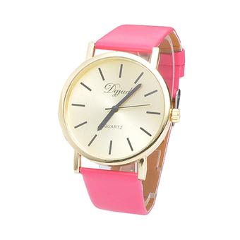 Sanwood Geneva Women's Men's Faux Leather Quartz Analog Wrist Watch Rose-Red  