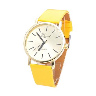 Sanwood Geneva Women's Men's Faux Leather Quartz Analog Wrist Watch Yellow  