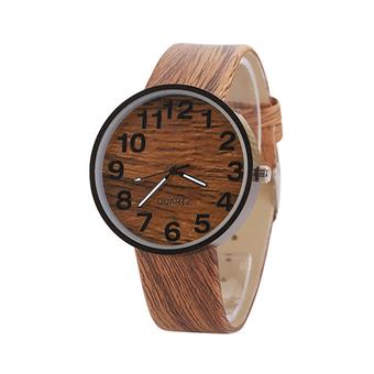 Sanwood Girl's Women's Wood Grain Faux Leather Analog Quartz Wrist Watch  