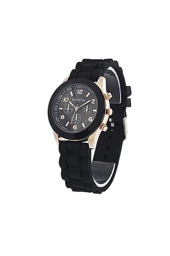 Sanwood Jam Tangan Wanita - Hitam - Strap Silikon - Sports Watch  