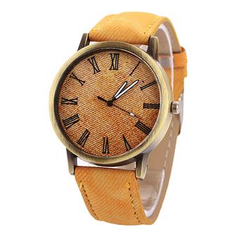 Sanwood Men Women Vintage Denim Casual Quartz Wrist Watch Yellow (Intl)  