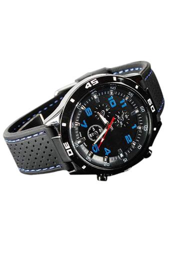 Sanwood Men's Blue Number Racer Silicone Wrist Watch  