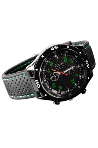 Sanwood Men's Green Number Racer Silicone Wrist Watch  