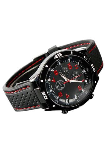 Sanwood Men's Red Number Racer Silicone Wrist Watch  