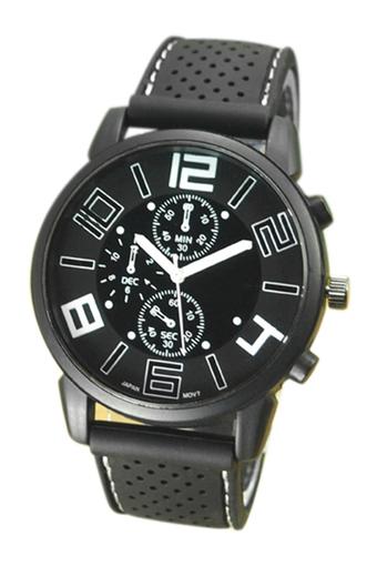 Sanwood Men's White Number Rubber Silicone Stainless Steel Watch  