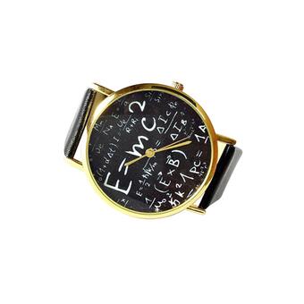 Sanwood Numerals Math Symbol Faux Leather Quartz Watch (Black)  