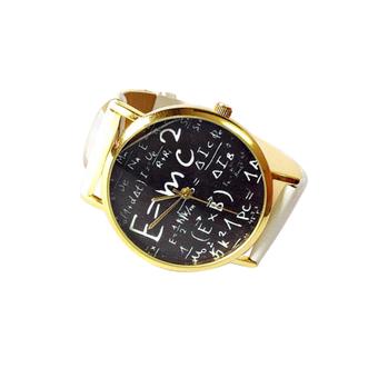 Sanwood Numerals Math Symbol Faux Leather Quartz Watch (White)  