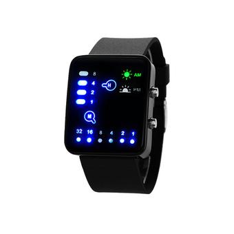 Sanwood Unisex Binary LED Silicone Watch Black  