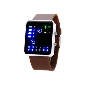 Sanwood Unisex Binary LED Silicone Watch Coffee  