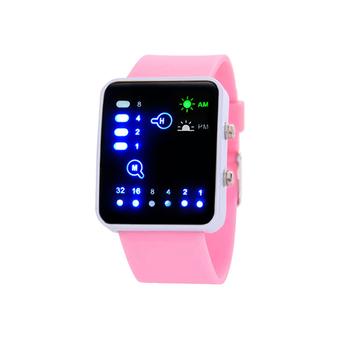 Sanwood Unisex Binary LED Silicone Watch Pink  