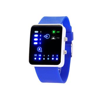 Sanwood Unisex Binary LED Silicone Watch Royal Blue  