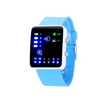 Sanwood Unisex Binary LED Silicone Watch Sky Blue  